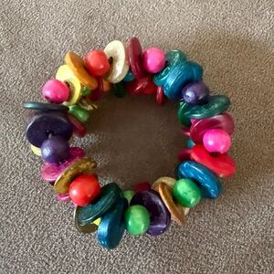 Early 2000s Kidcore Wooden Bead Bracelet | Stretchy, Multicolor, Artsy Vibes y2k